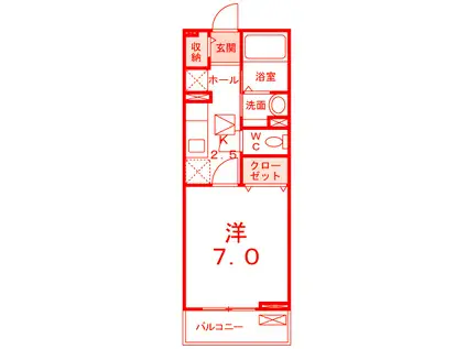 ラウレア(1K/2階)の間取り写真