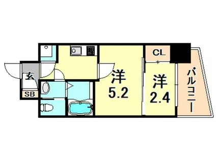 セレニテ神戸プリエ(2K/3階)の間取り写真