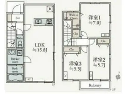 ル・ミュゲ(3LDK/1階)の間取り写真