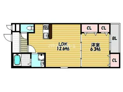 フジパレス鴻池新田V番館(1LDK/2階)の間取り写真