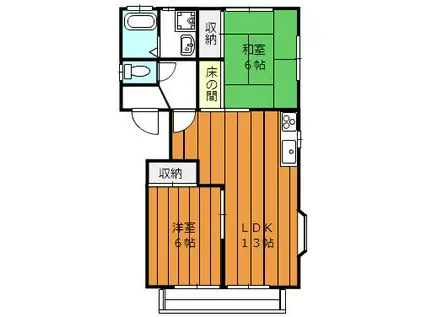 ロイヤルパレス I(2LDK/2階)の間取り写真