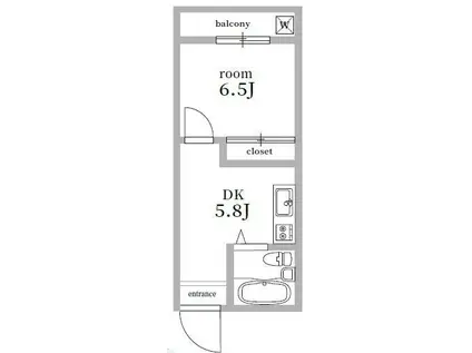 ショーカレジデンス(1DK/3階)の間取り写真