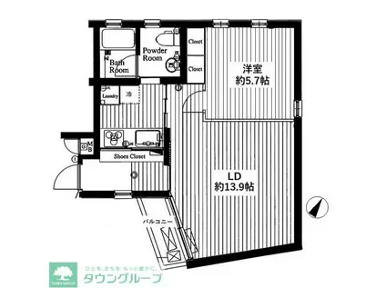 グランドパーク三軒茶屋(1LDK/1階)の間取り写真