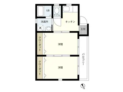 アイランドビルⅥ(2K/2階)の間取り写真