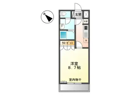 ジャルディニエールD(1K/2階)の間取り写真