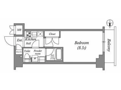 SHOKEN RESIDENCE八王子(1K/8階)の間取り写真