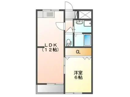 栄和第一マンション(1LDK/2階)の間取り写真