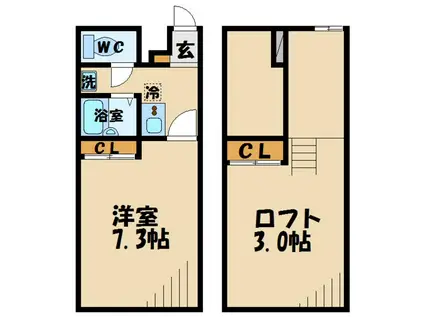 メインシティガーデンフォルトゥーナ(1K/2階)の間取り写真