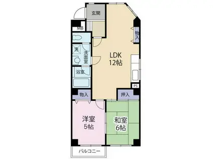 パルティエDAIYU(2LDK/1階)の間取り写真