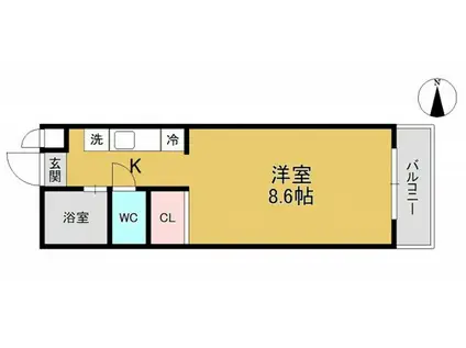 レジデンス学南(1K/2階)の間取り写真