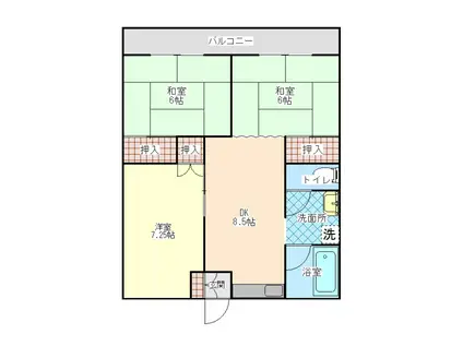 グリーンヒル(3DK/2階)の間取り写真