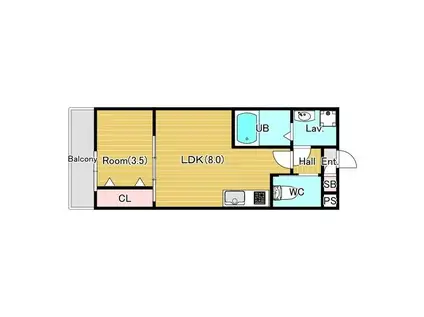 ジーメゾンエトワール東加古川(1LDK/1階)の間取り写真