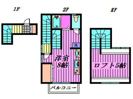 デュオキューブ(ワンルーム/2階)の間取り写真