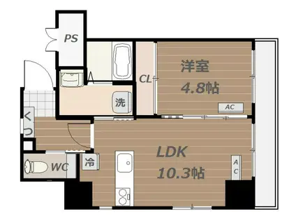 ING.BLD(1LDK/8階)の間取り写真