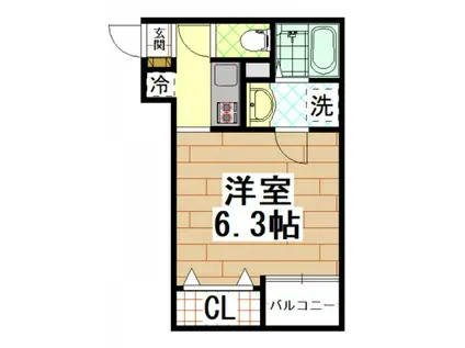 ノイヴェル近大前(1K/3階)の間取り写真