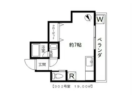宝栄マンション第一(ワンルーム/3階)の間取り写真