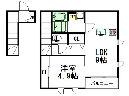 サステイン西荻南(1LDK/2階)の間取り写真