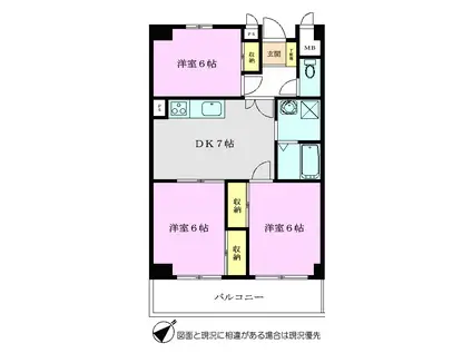 パルスメジャー(3DK/2階)の間取り写真