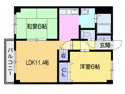 ラムセス南郷(2LDK/3階)の間取り写真