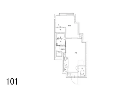 ソルナクレイシア下北沢(1DK/1階)の間取り写真