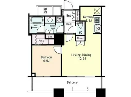 ザ・パークハウス西新宿タワー60(1LDK/14階)の間取り写真