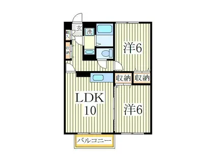ルミエールW(2LDK/1階)の間取り写真