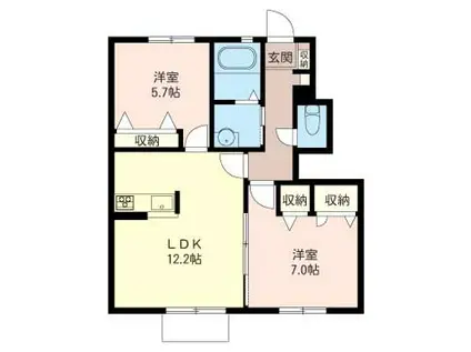 シェーンブルン エアステ(2LDK/1階)の間取り写真