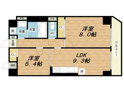 リアライズ今里南(2LDK/3階)の間取り写真