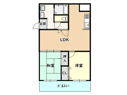 サンハイツ和泉砂川(2LDK/4階)の間取り写真