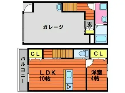 NEXT GARAGE南畝(1LDK/1階)の間取り写真