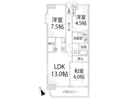 シャトレ北条(3LDK/6階)の間取り写真
