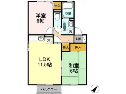 セジュールME秀(2LDK/1階)の間取り写真