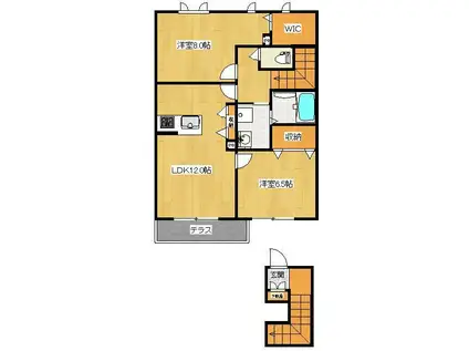 カーザ ボニータB棟(2LDK/2階)の間取り写真