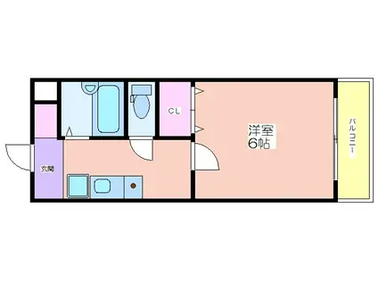 ハピネス・オーク(1K/2階)の間取り写真