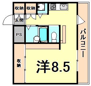 西北チェリー(ワンルーム/3階)の間取り写真