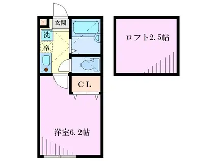 メゾングランディール小杉(1K/2階)の間取り写真