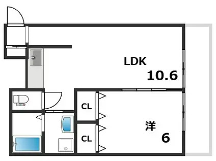 ハイツウエスト(1LDK/1階)の間取り写真
