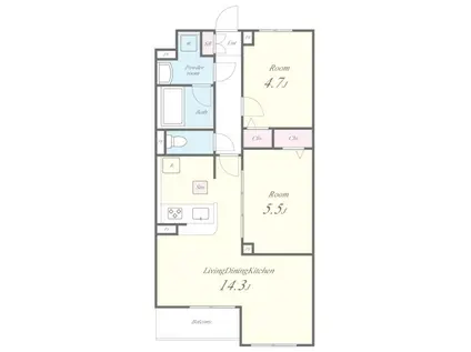カーサ アルベロ(2LDK/1階)の間取り写真
