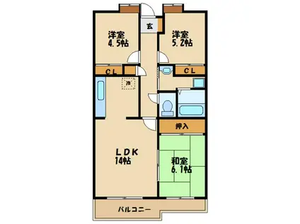プレヴェール世田谷(3LDK/3階)の間取り写真