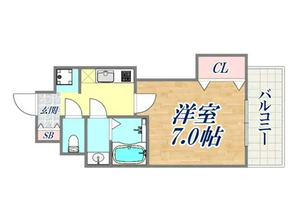 LUXE芦屋南(1K/3階)の間取り写真