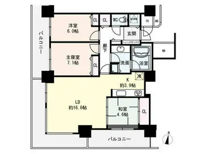 8・3スクエアディーグラフォート札幌ステーションタワー(3LDK/18階)の間取り写真