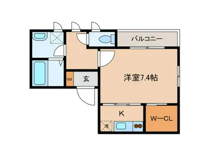 ジオーレ経堂(1K/2階)の間取り写真