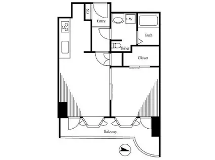 インペリアル南麻布コート&サテライト(1LDK/7階)の間取り写真