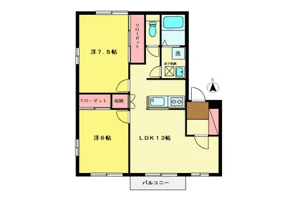 サンセール(2LDK/1階)の間取り写真