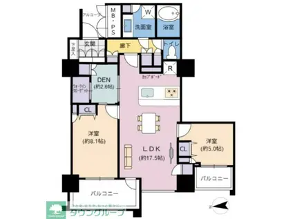 上大岡タワーザレジデンス(2LDK/24階)の間取り写真