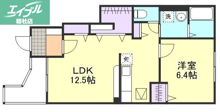 サンシャイン羽島A(1LDK/1階)の間取り写真