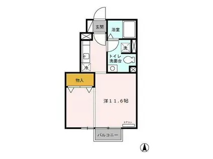 ガーデンヒルズNA(ワンルーム/1階)の間取り写真