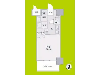 LOUIS RESIDENCE弁天町(1K/7階)の間取り写真