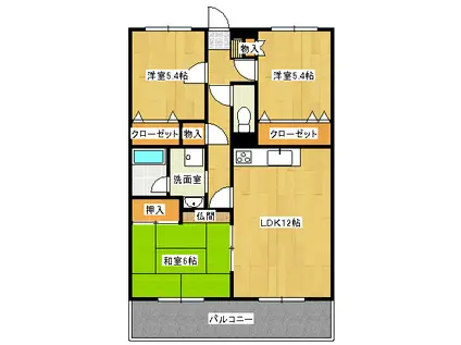 ビューテラス那珂川(3LDK/1階)の間取り写真