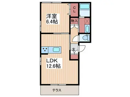 BEREO東海田(1LDK/1階)の間取り写真